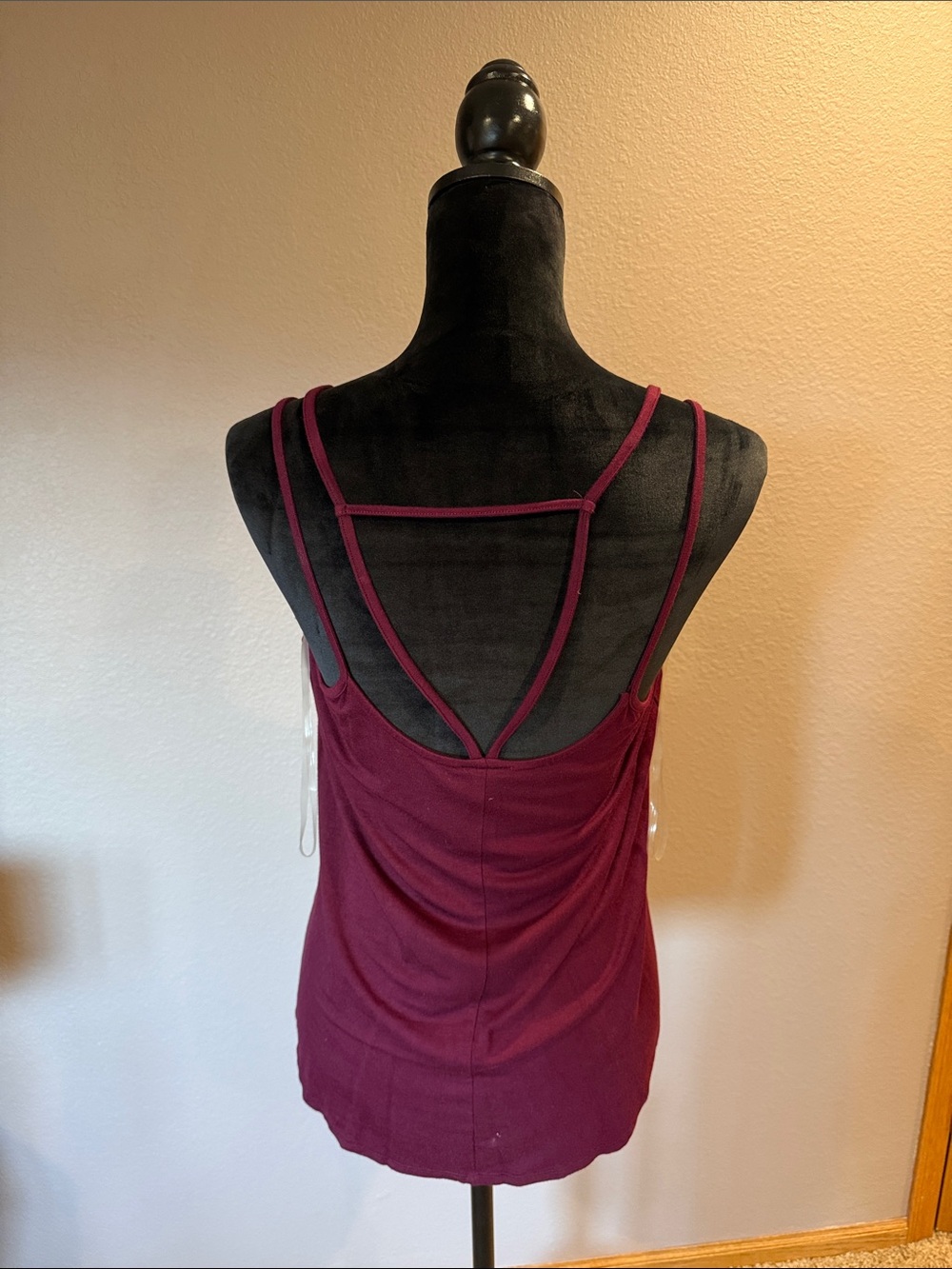 Daytrip Double-Strap V-Neck Tank Top - Burgundy - Picture 2 of 2